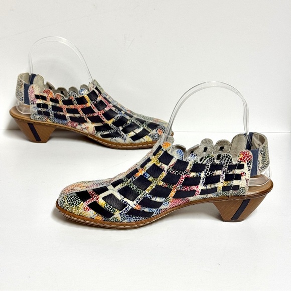 RIEKER Antistress SINA Slingback Ice Multicolor Ocean Heels Womens EU 37 US 6.5 - Picture 2 of 8